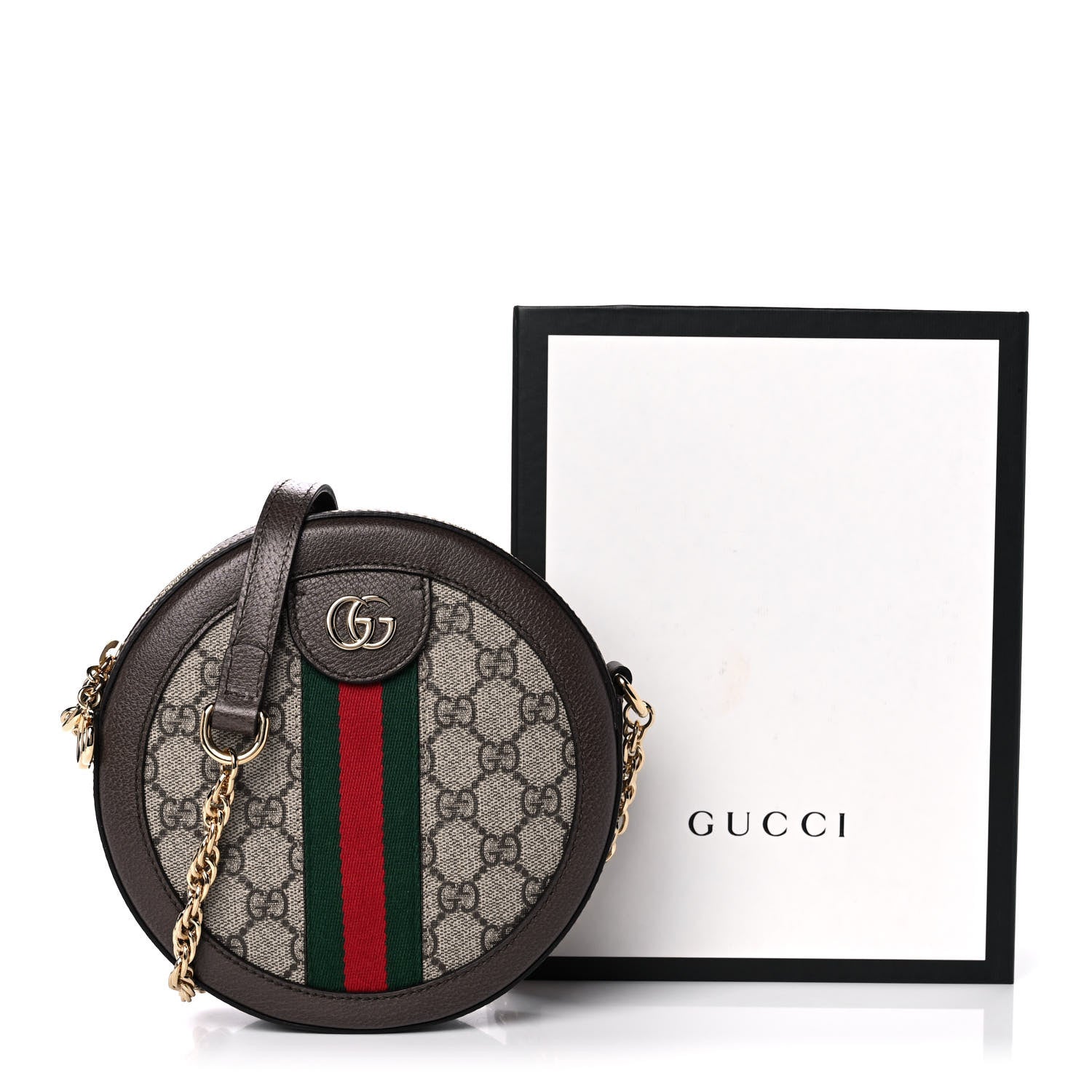Gucci GG Supreme Monogram Web Mini Ophidia Round Shoulder Bag Brown 12 of 12
