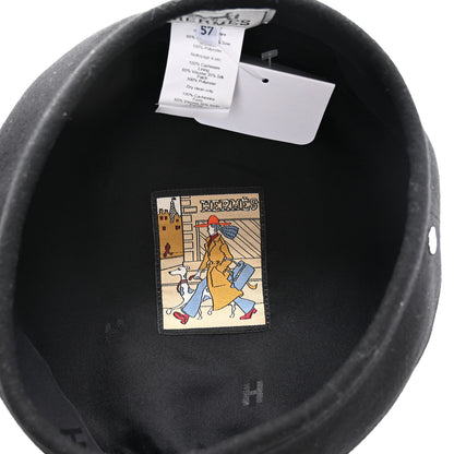 Hermes Cashmere Saint Honore Drap Beret 57 Black 7 of 9