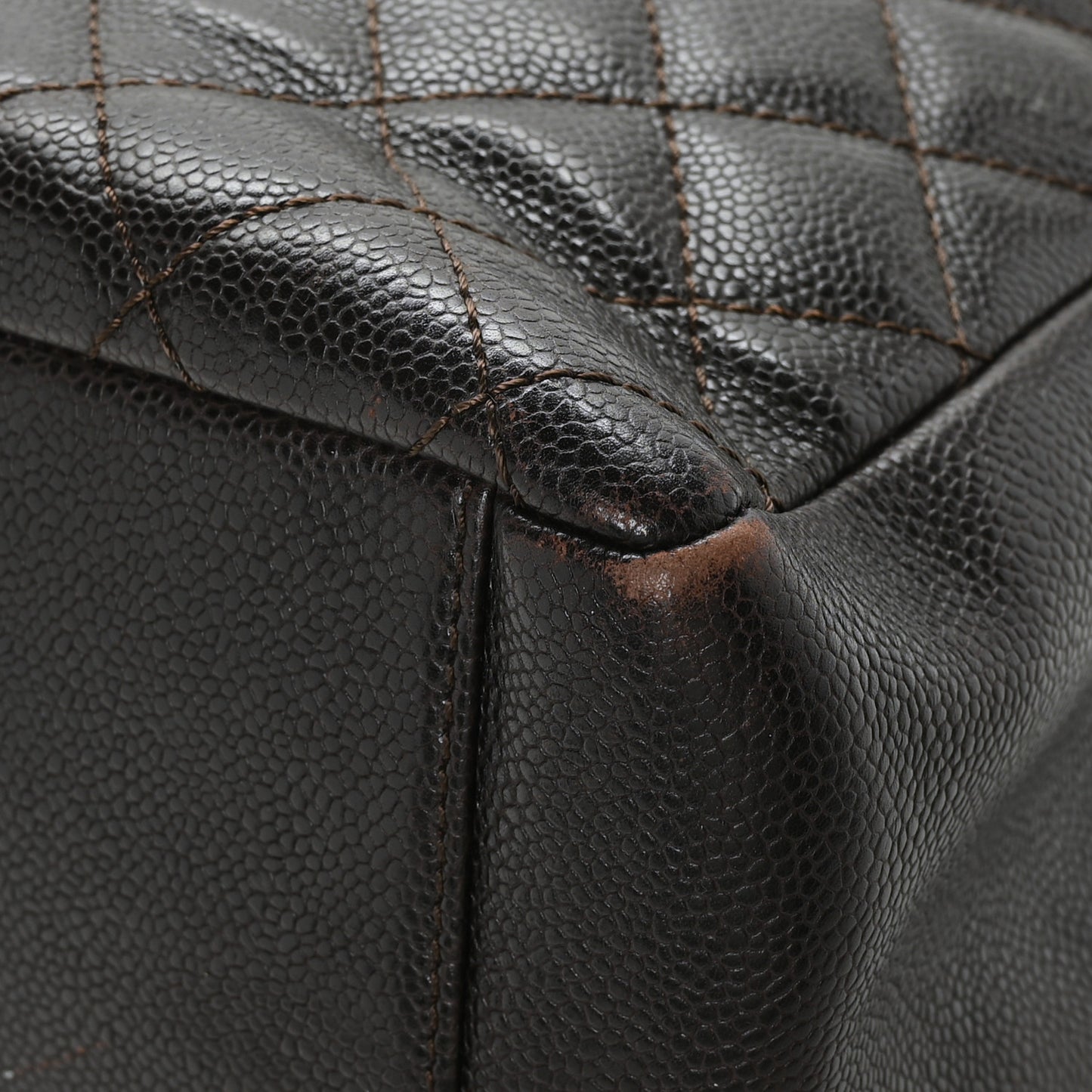 Caviar Quilted Grand Shopping Tote GST Dark Brown