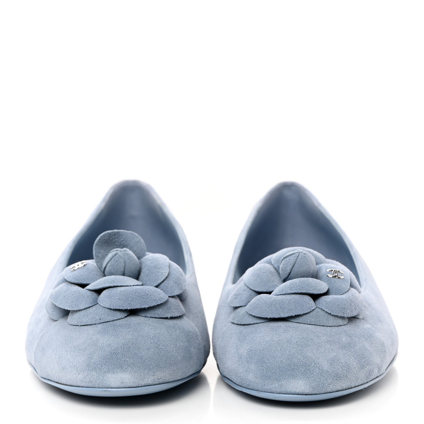 Suede Cap Toe Camellia Ballerina Flats 41 Light Blue