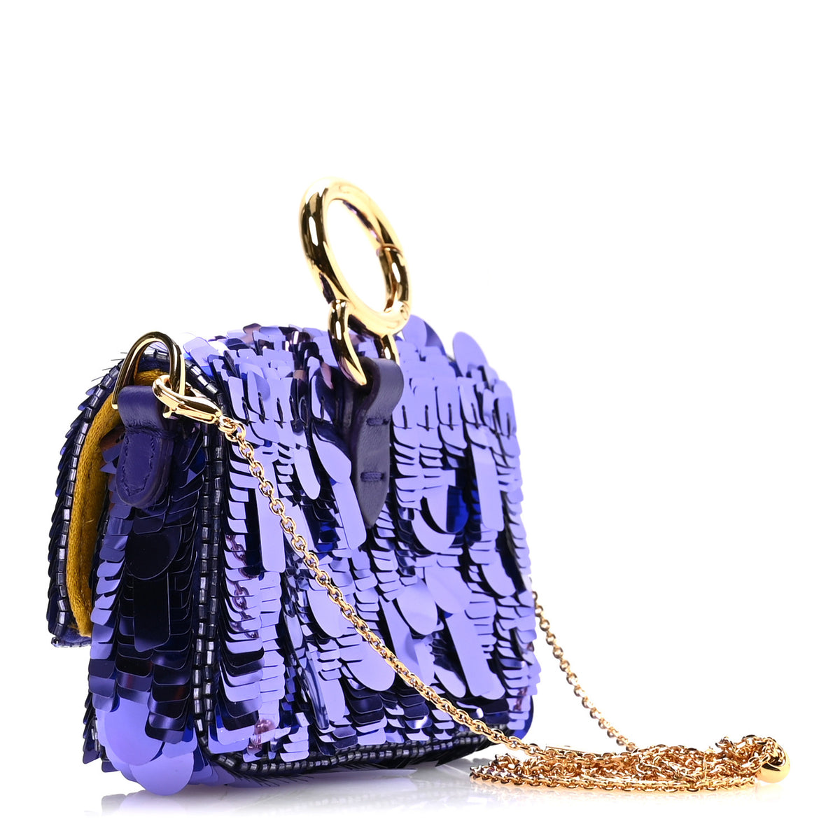 Sequin Paillettes Shiny Nappa Sex and the City Nano Baguette Charm Viola Purple Rain