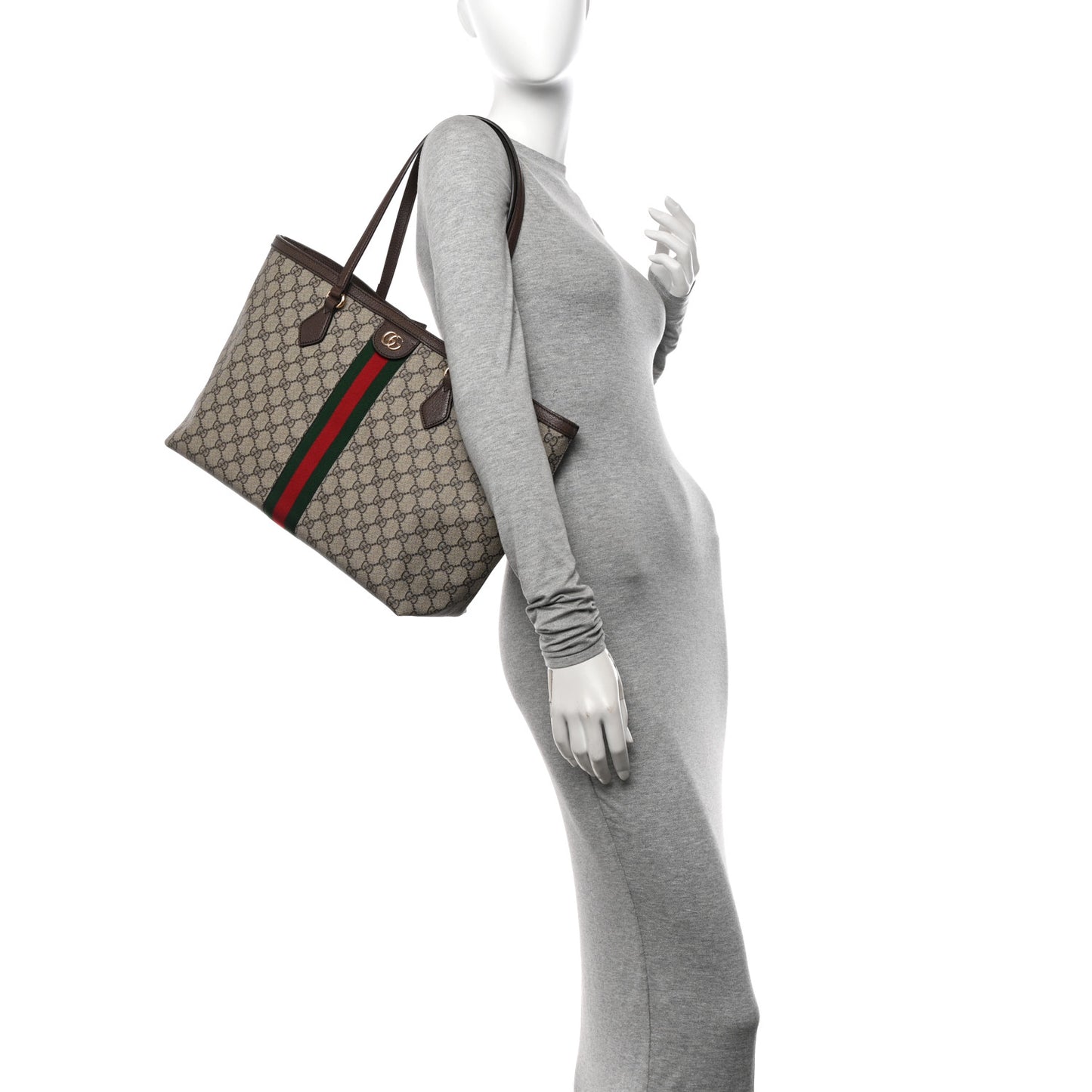 GG Supreme Monogram Medium Ophidia Shopping Tote Brown