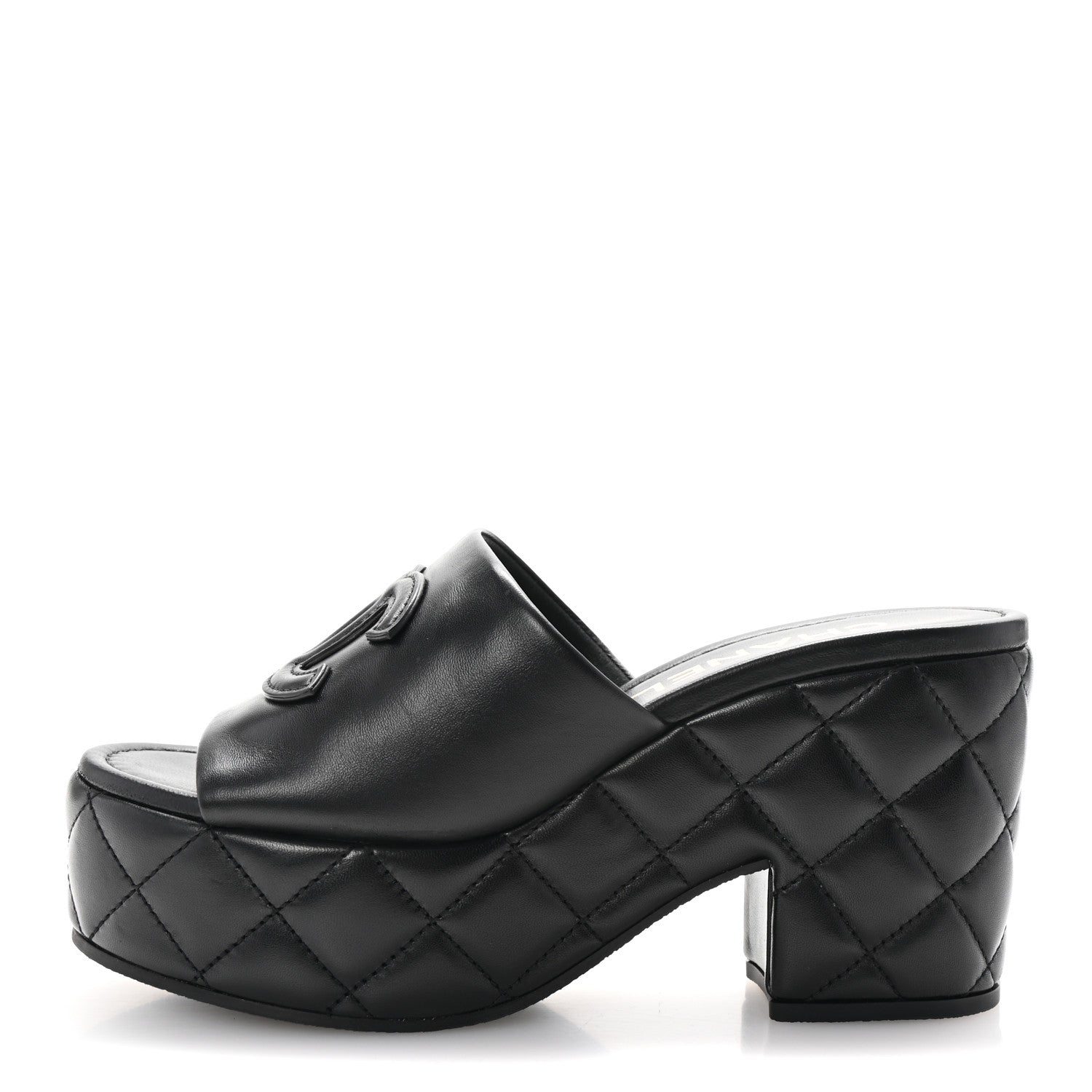 Chanel Lambskin Quilted CC Platform Mules 37 Black 1 of 11