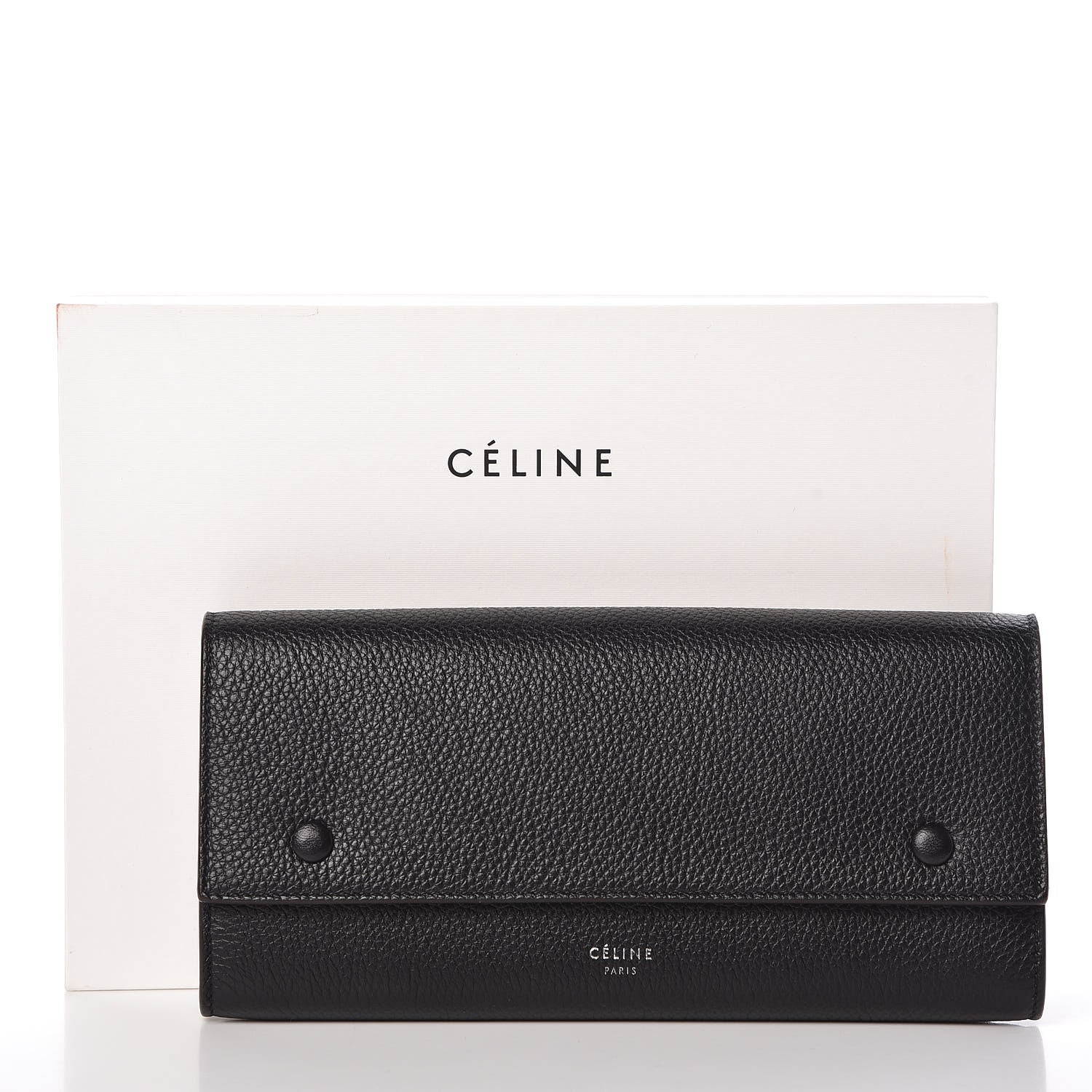 Celine Drummed Calfskin Large Multifunction Flap Wallet Black 9 of 9