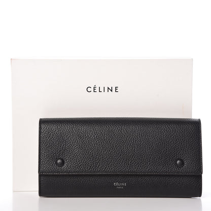 Celine Drummed Calfskin Large Multifunction Flap Wallet Black 9 of 9