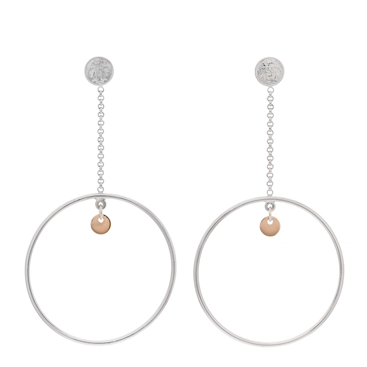 Sterling Silver 18K Rose Gold PM Ex-Libris Hoop Earrings