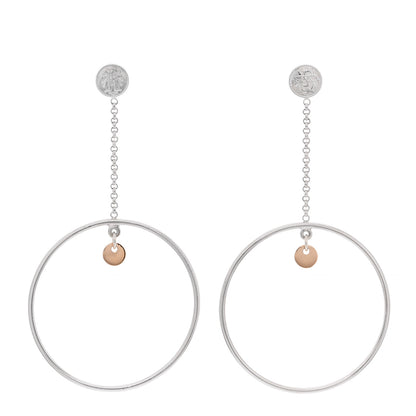 Hermes Sterling Silver 18K Rose Gold PM Ex-Libris Hoop Earrings 1 of 5
