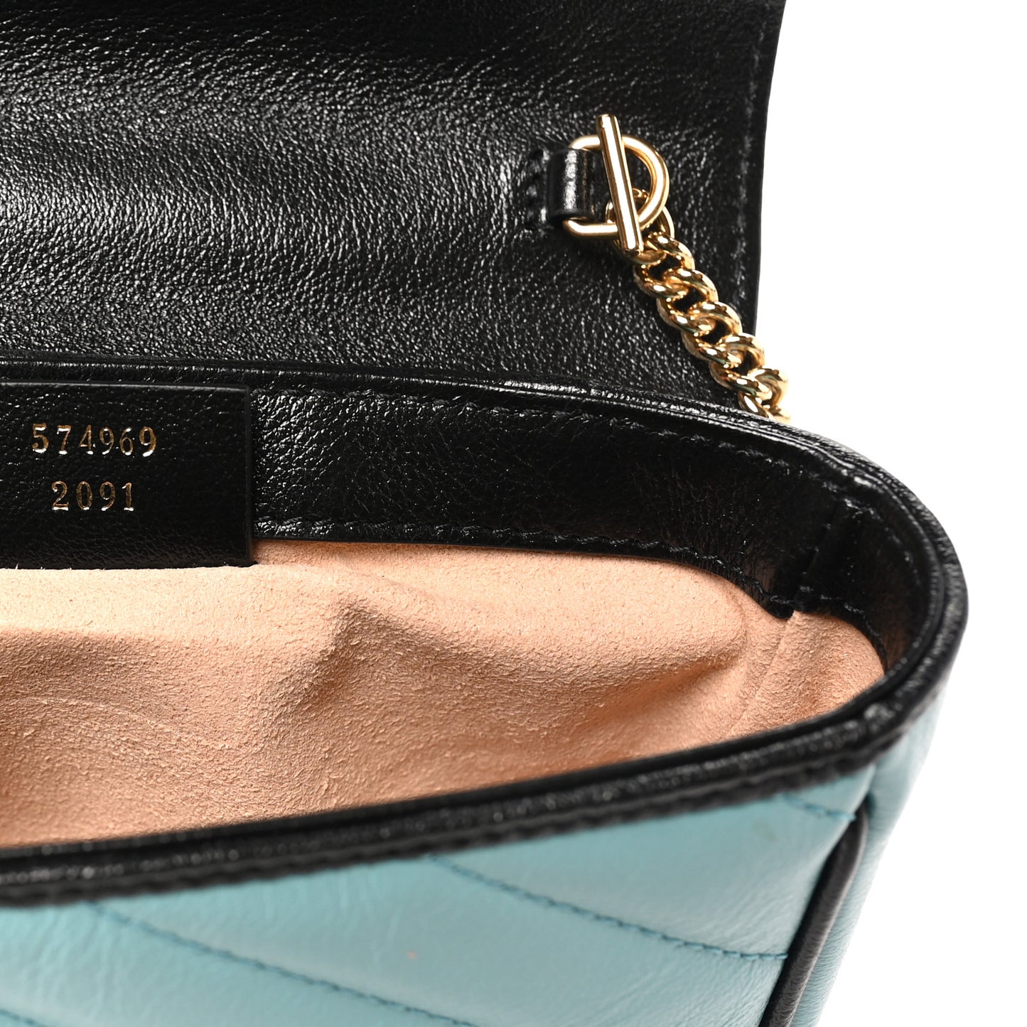 Azalea Calfskin Enamel Matelasse Diagonal Super Mini Torchon GG Marmont Shoulder Bag Butter Dusty Azure Black Electric Blue