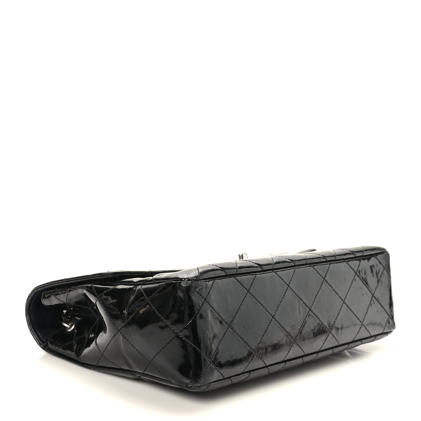 Patent Quilted Medium Single Flap Black