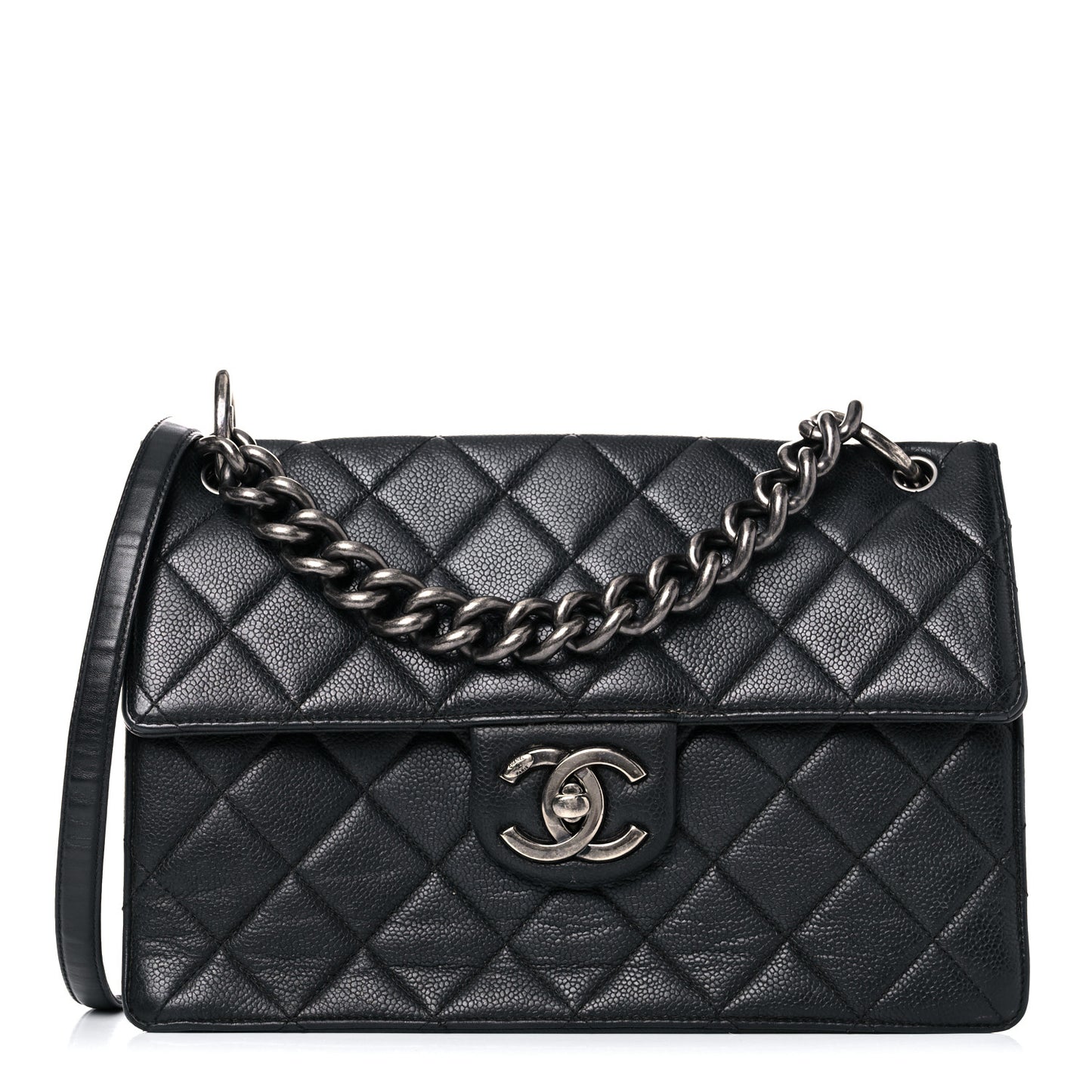 Caviar Quilted Large Retro Class Flap Black