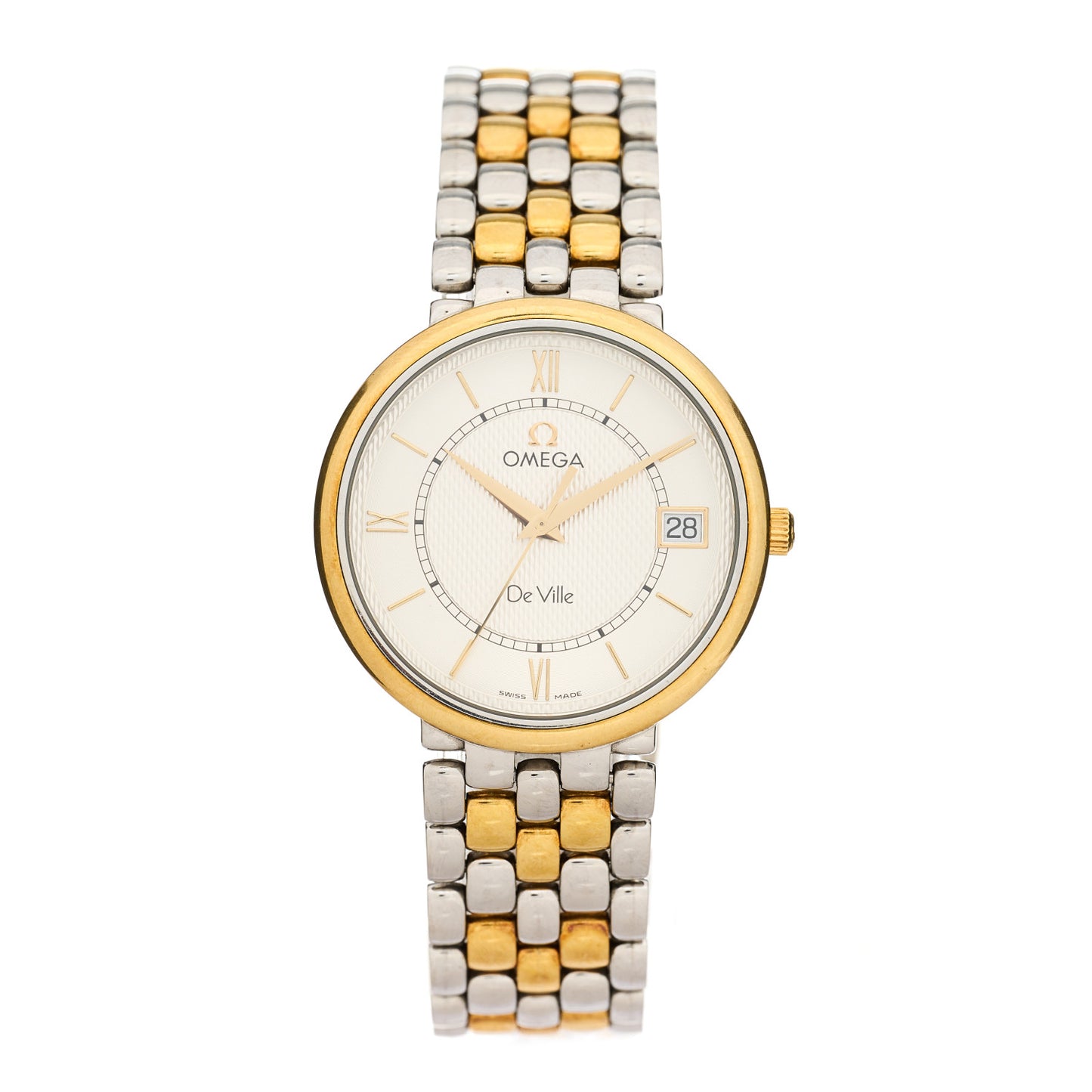 Stainless Steel 18K Yellow Gold 33mm De Ville Co-Axial Quartz Watch White 7314.31.00