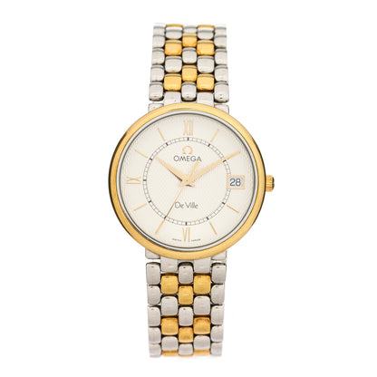 Omega Stainless Steel 18K Yellow Gold 33mm De Ville Co-Axial Quartz Watch White 7314.31.00 1 of 4