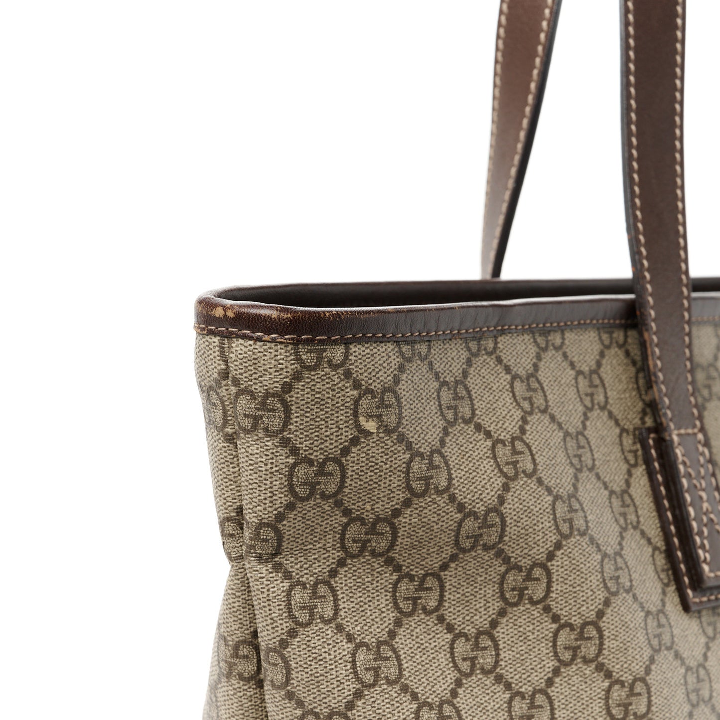 GG Supreme Monogram Medium Zippered Shopping Tote Dark Brown