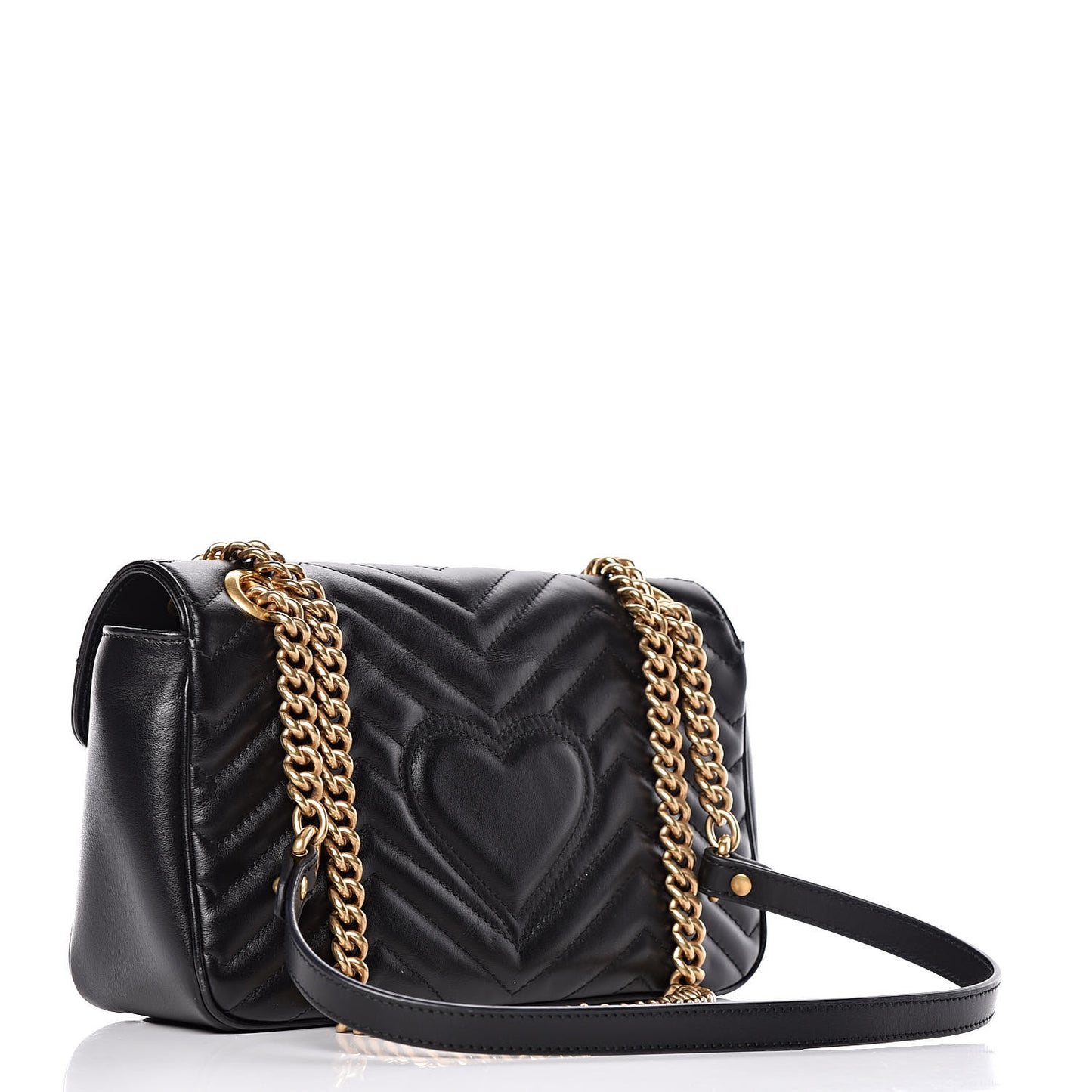 Calfskin Matelasse Small GG Marmont Shoulder Bag Black