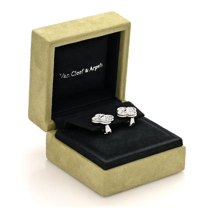 Van Cleef & Arpels 18K White Gold Diamond Vintage Alhambra Earrings 6 of 6