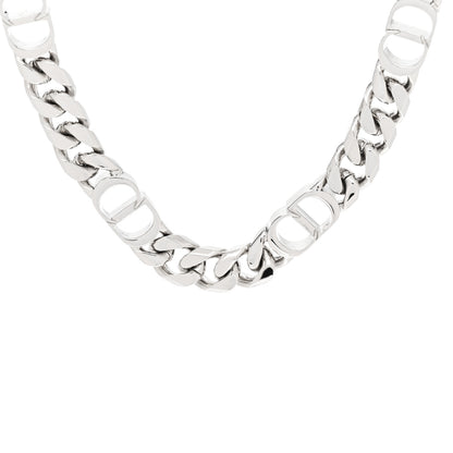 Christian Dior Brass CD Icon Thin Chain Link Necklace Silver 4 of 5