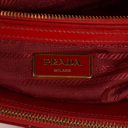 Prada Saffiano Vernice Mini Double Zip Tote Rosso 7 of 9