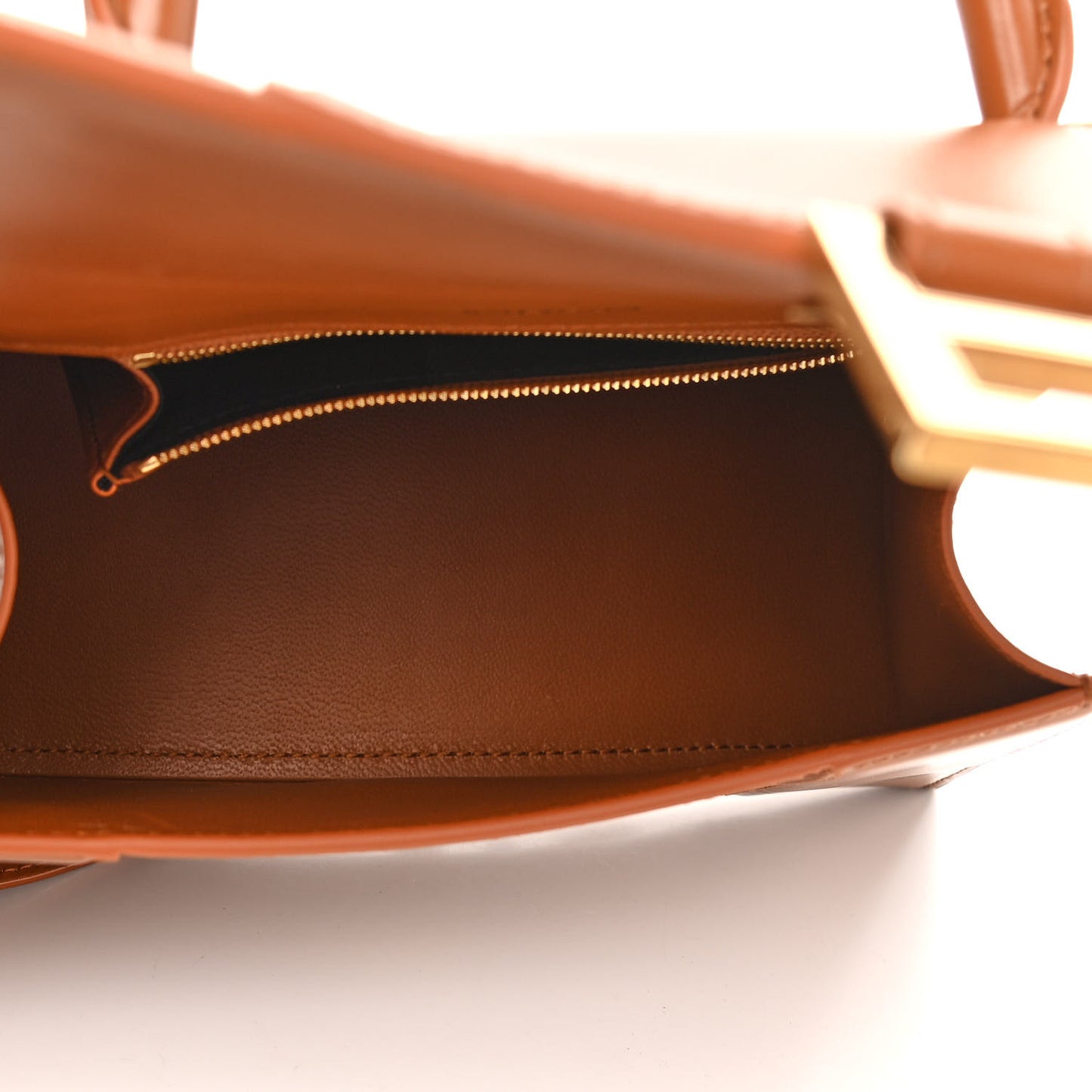 Shiny Box Calfskin Small Hourglass Top Handle Bag Camel