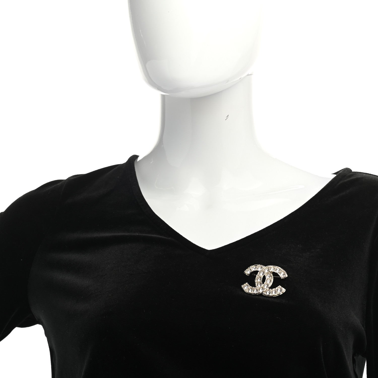 Chanel Crystal Textured CC Brooch Light Gold 2 of 4