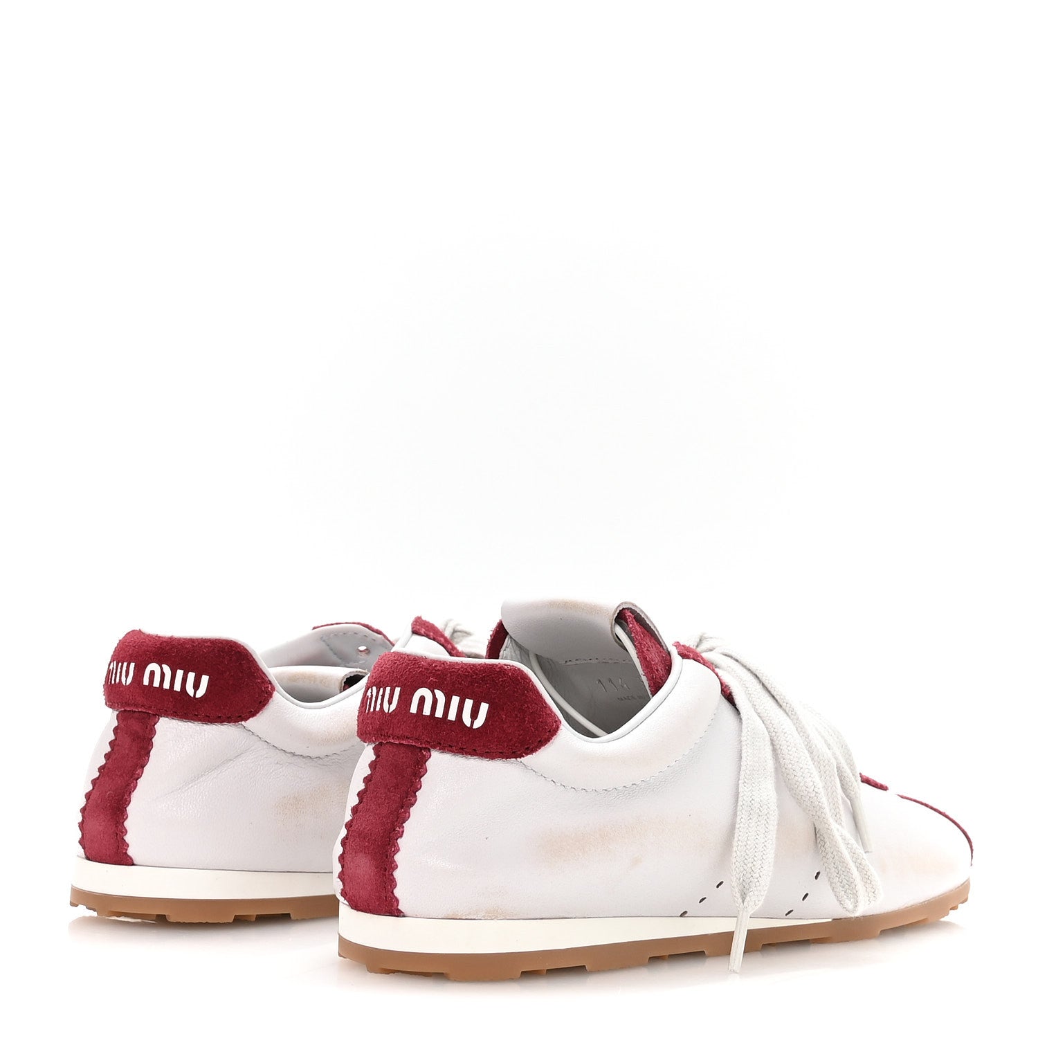 Miu Miu Bleached Calfskin Womens Plume Low Top Sneakers 38 White Cerise 5 of 8