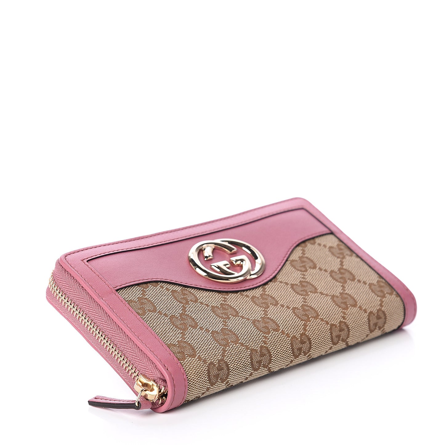 Monogram Margaux Calfskin Sukey Zip Around Wallet Beige Ebony Vintage Rose