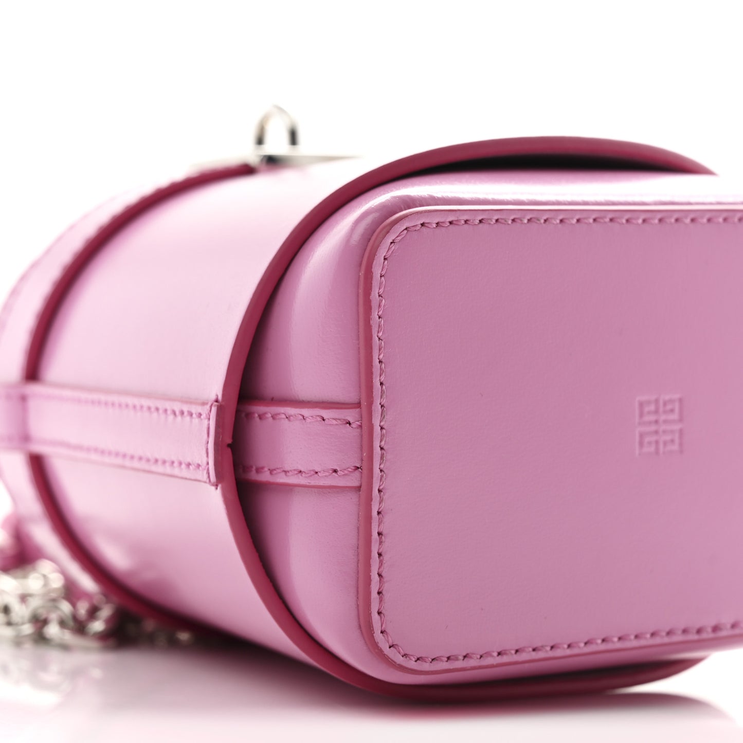 Box Calfskin Micro Shark Lock Bucket Bag Pink