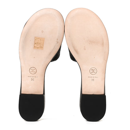 Chanel Pearl Embroidery CC Mules 36 Black 7 of 11