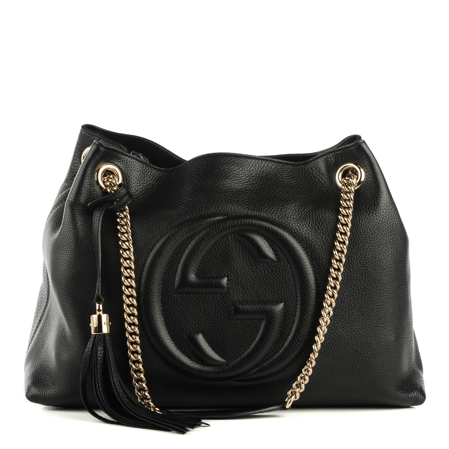 Gucci Pebbled Calfskin Medium Soho Chain Shoulder Bag Black 1 of 7