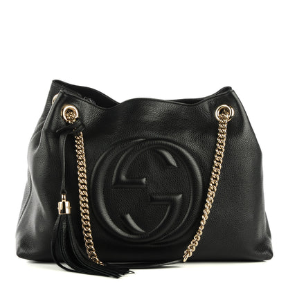 Gucci Pebbled Calfskin Medium Soho Chain Shoulder Bag Black 1 of 7