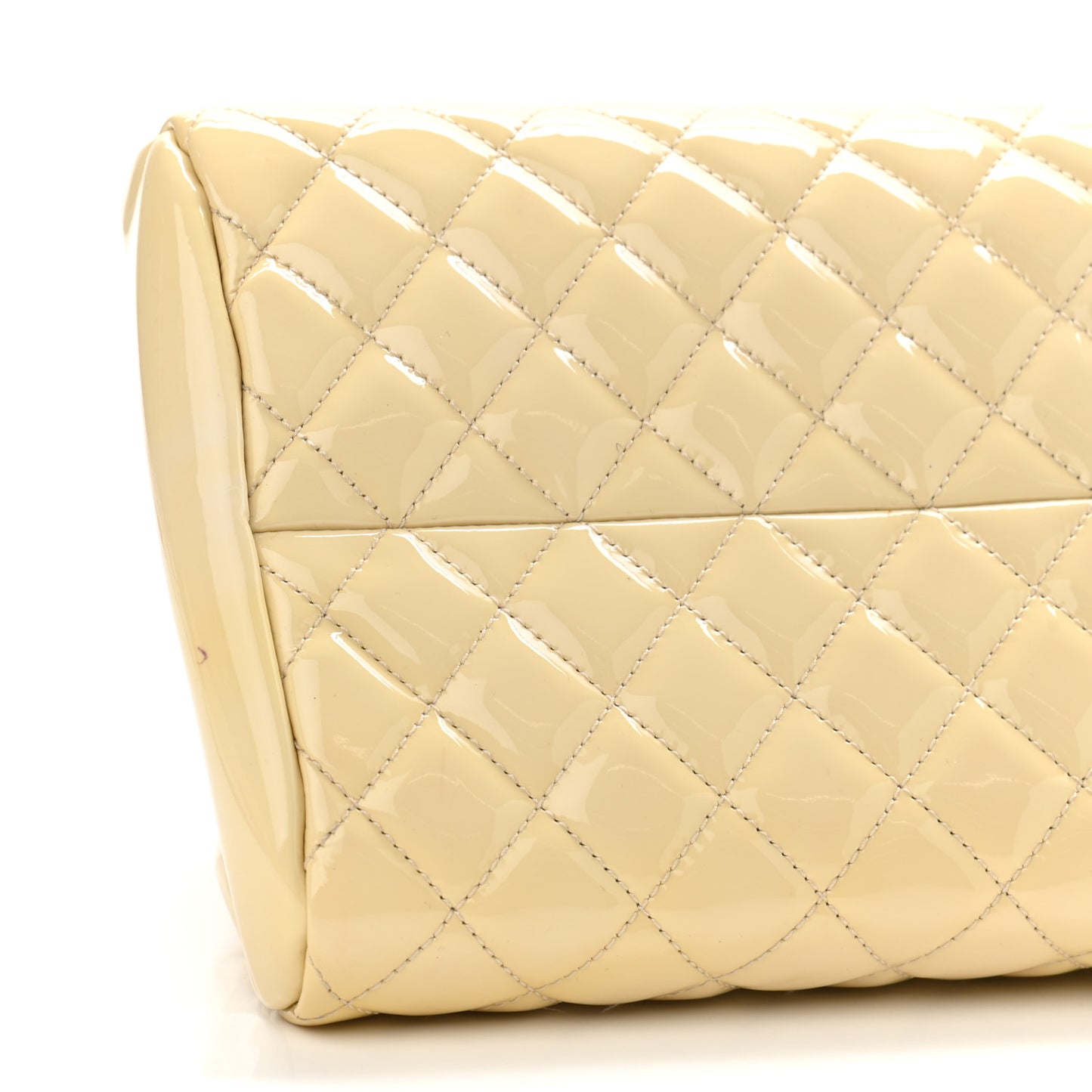 Patent Quilted Medium Just Mademoiselle Bowling Bag Beige
