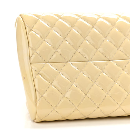 Chanel Patent Quilted Medium Just Mademoiselle Bowling Bag Beige 4 of 12