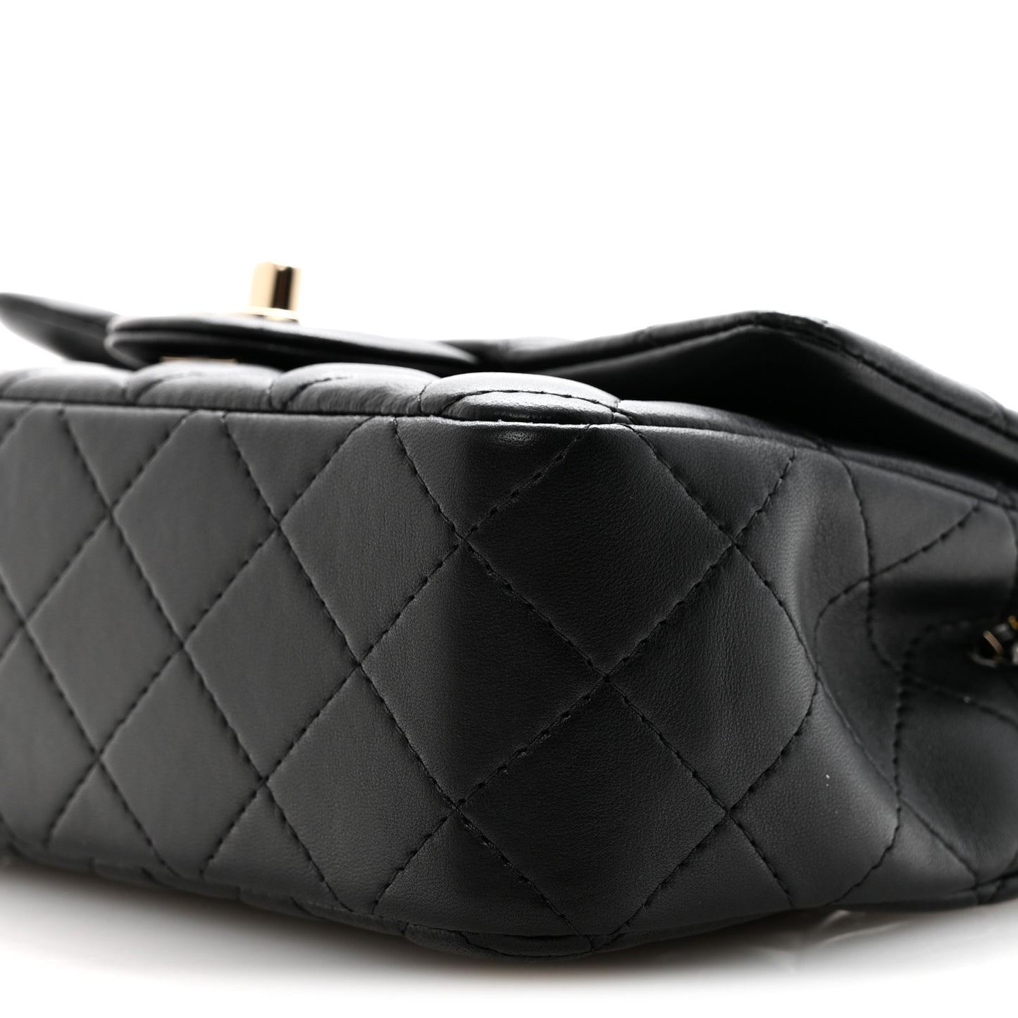 Lambskin Quilted Mini Rectangular Flap Black Black