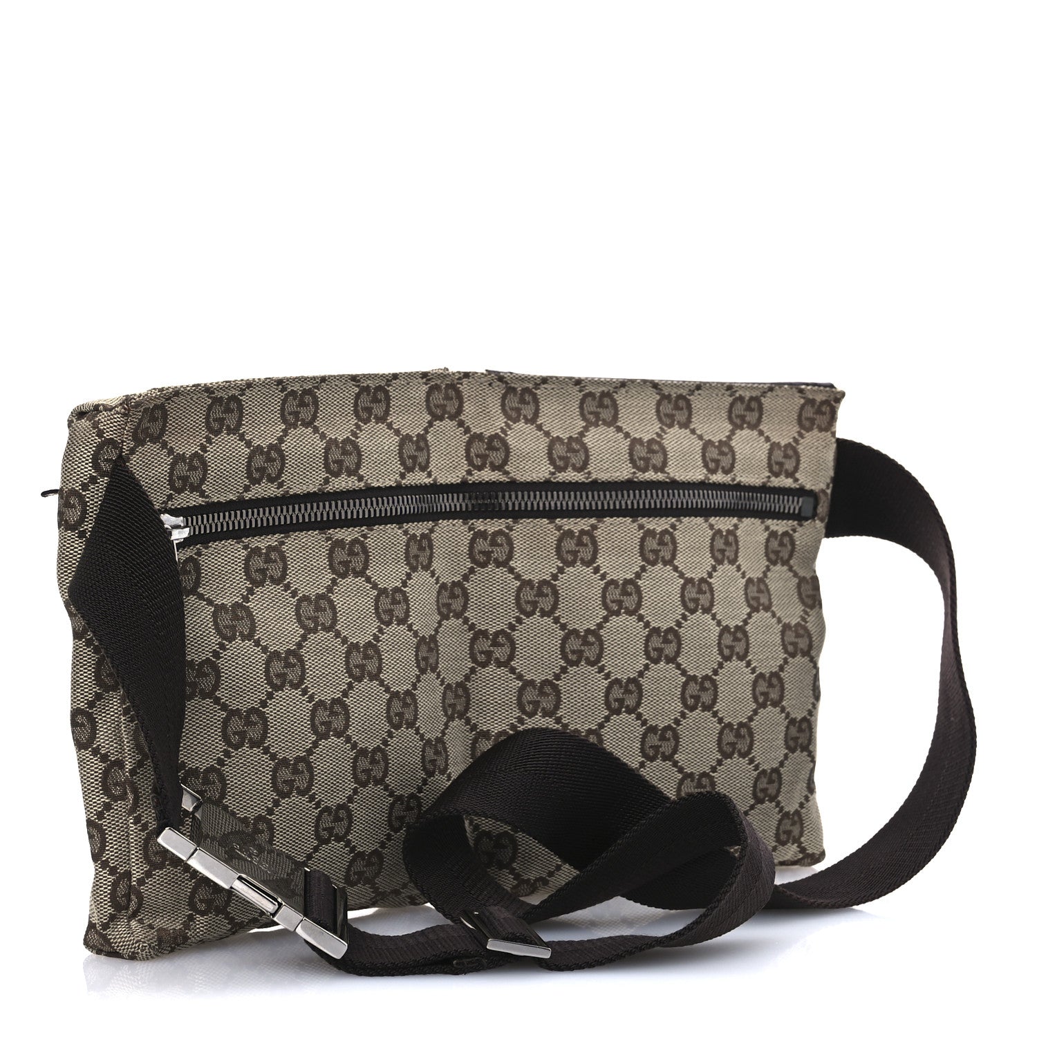 Gucci GG Monogram Double Pocket Belt Bag Dark Brown 3 of 12