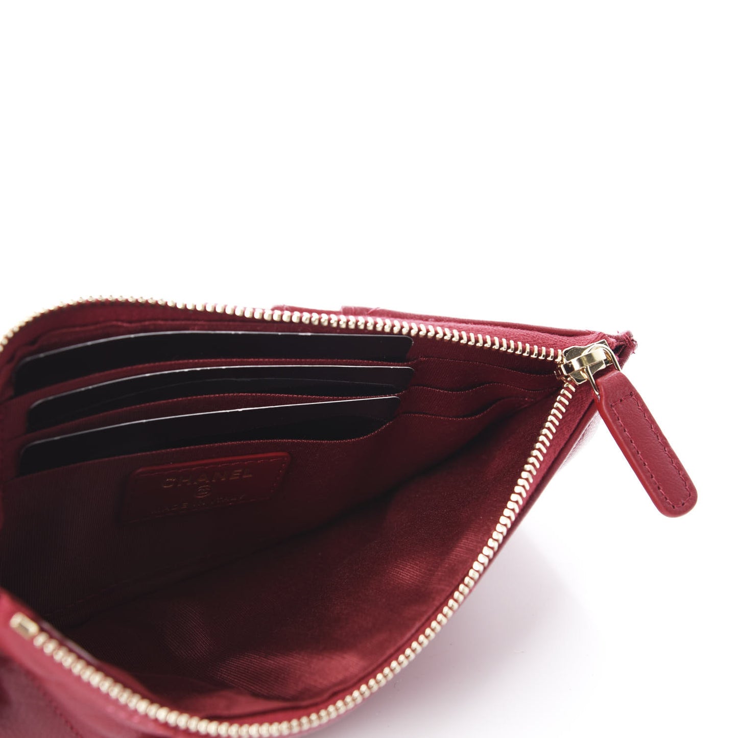 Shiny Goatskin Quilted 19 Flat Wallet Pouch Red