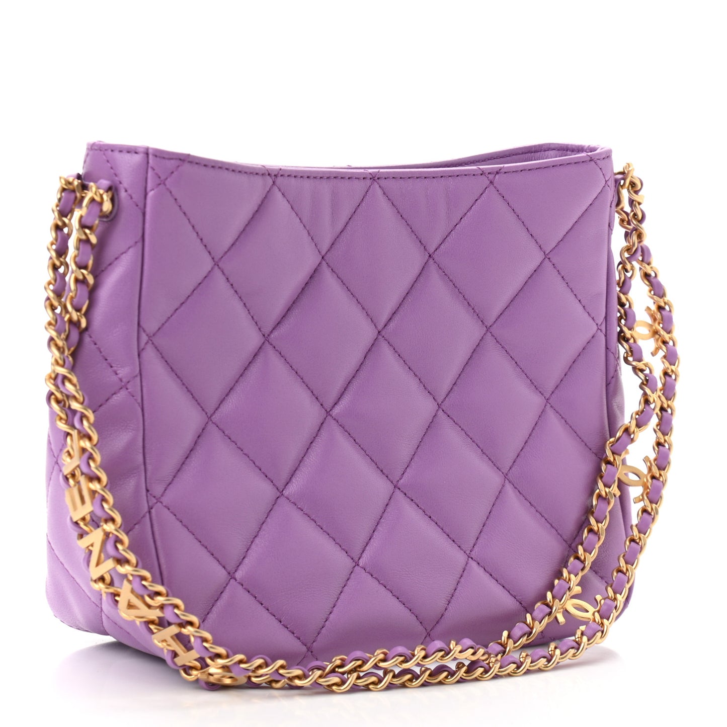 Lambskin Quilted Small Pick Me Up Hobo Purple