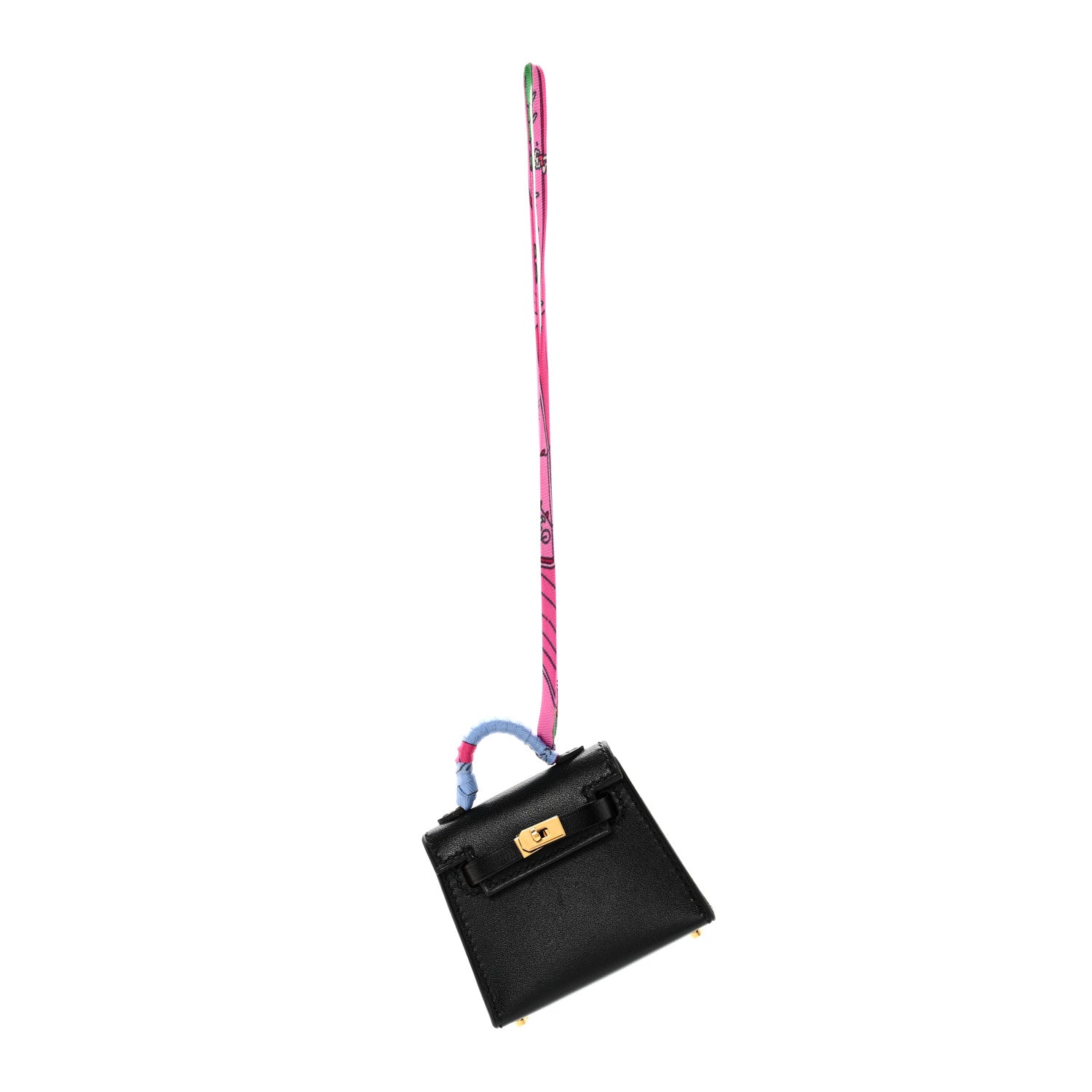 Hermes Tadelakt Mini Kelly Twilly Bag Charm Black 1 of 6