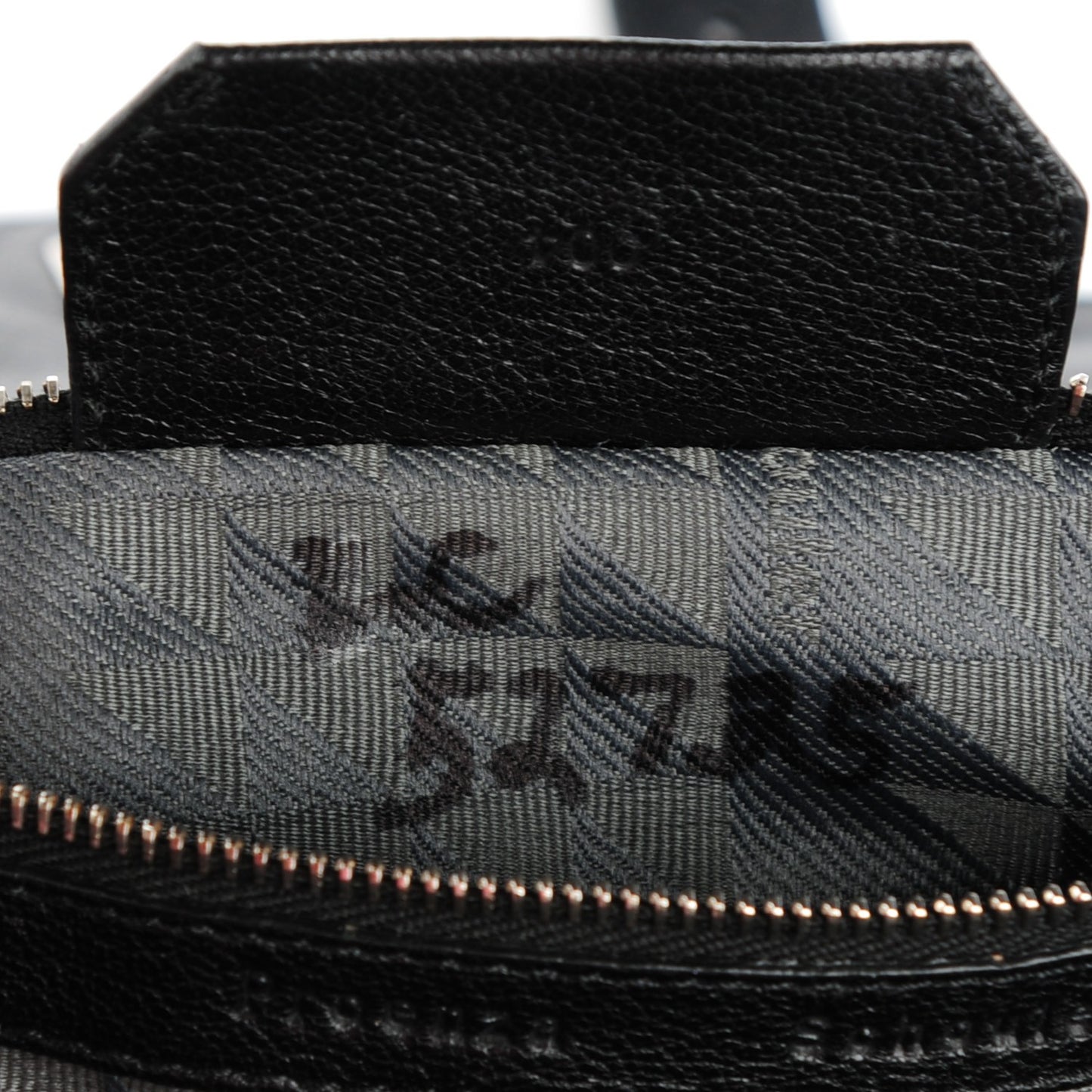 Calfskin Triangle Print Medium PS1 Satchel Black White