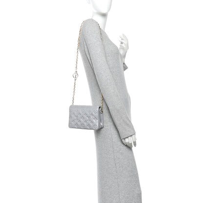 Louis Vuitton Metallic Lambskin Embossed Monogram Pochette Coussin Silver 2 of 10
