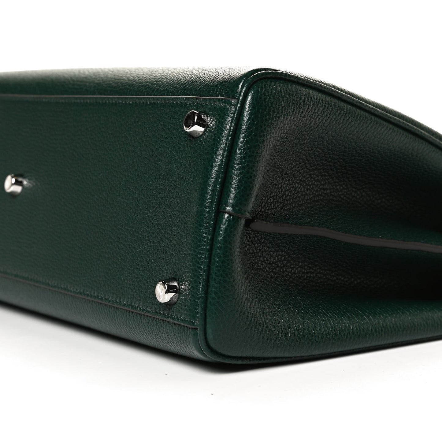 Grainy Calfskin Medium Zumi Top Handle Bag Vintage Green