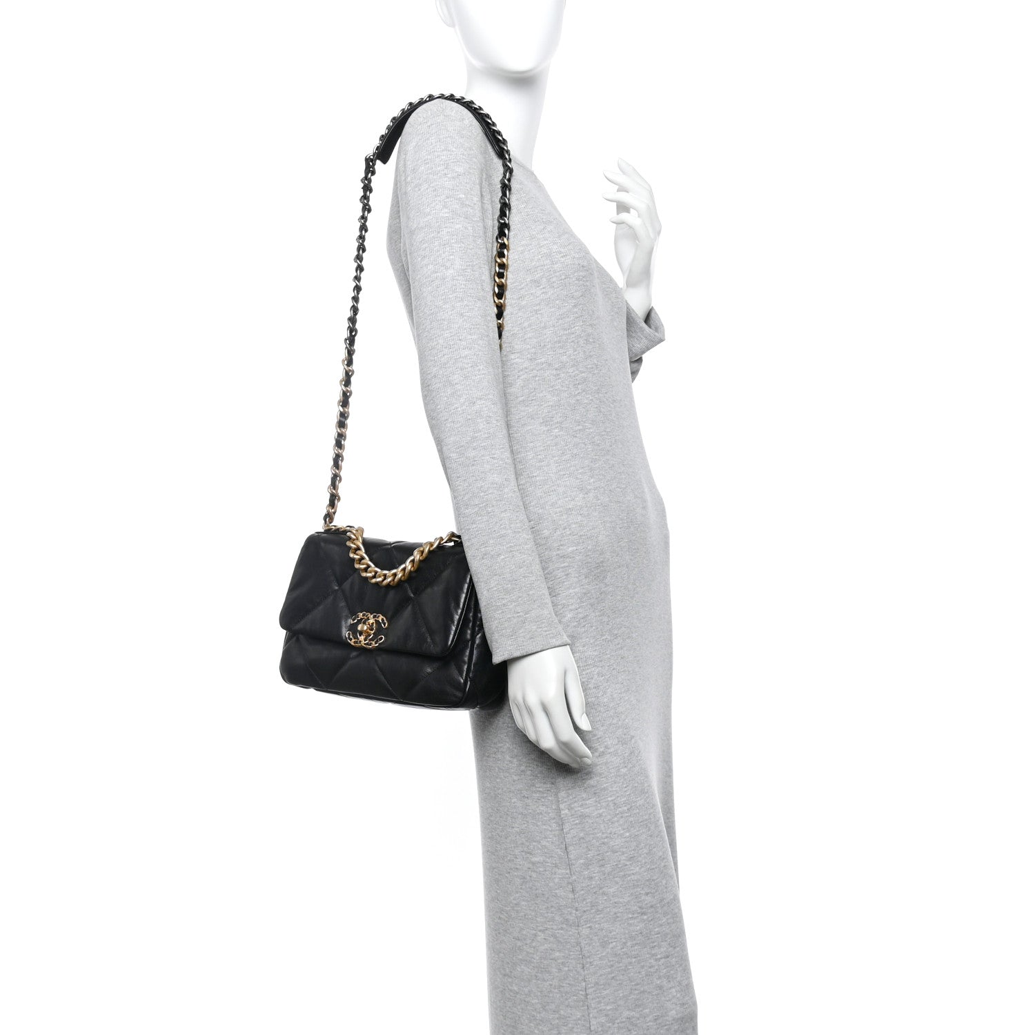 Chanel Goatskin Quilted Medium Chanel 19 Flap Black 2 of 10