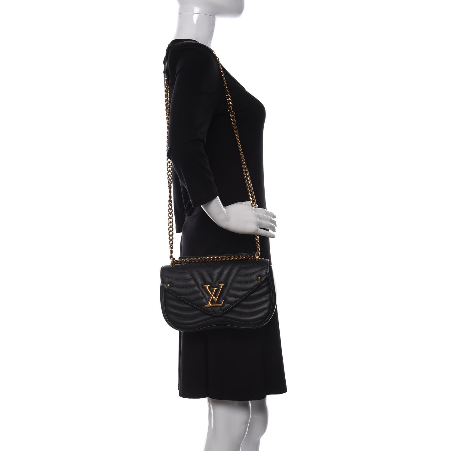 Louis Vuitton Calfskin New Wave Chain MM Black 2 of 12