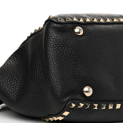 Valentino Garavani Pebbled Calfskin Medium Rockstud Tote Black 9 of 13