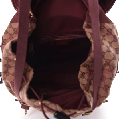 Gucci GG Monogram Script Logo Large Double Pocket Backpack Sahara Rubino Bordeaux 6 of 12