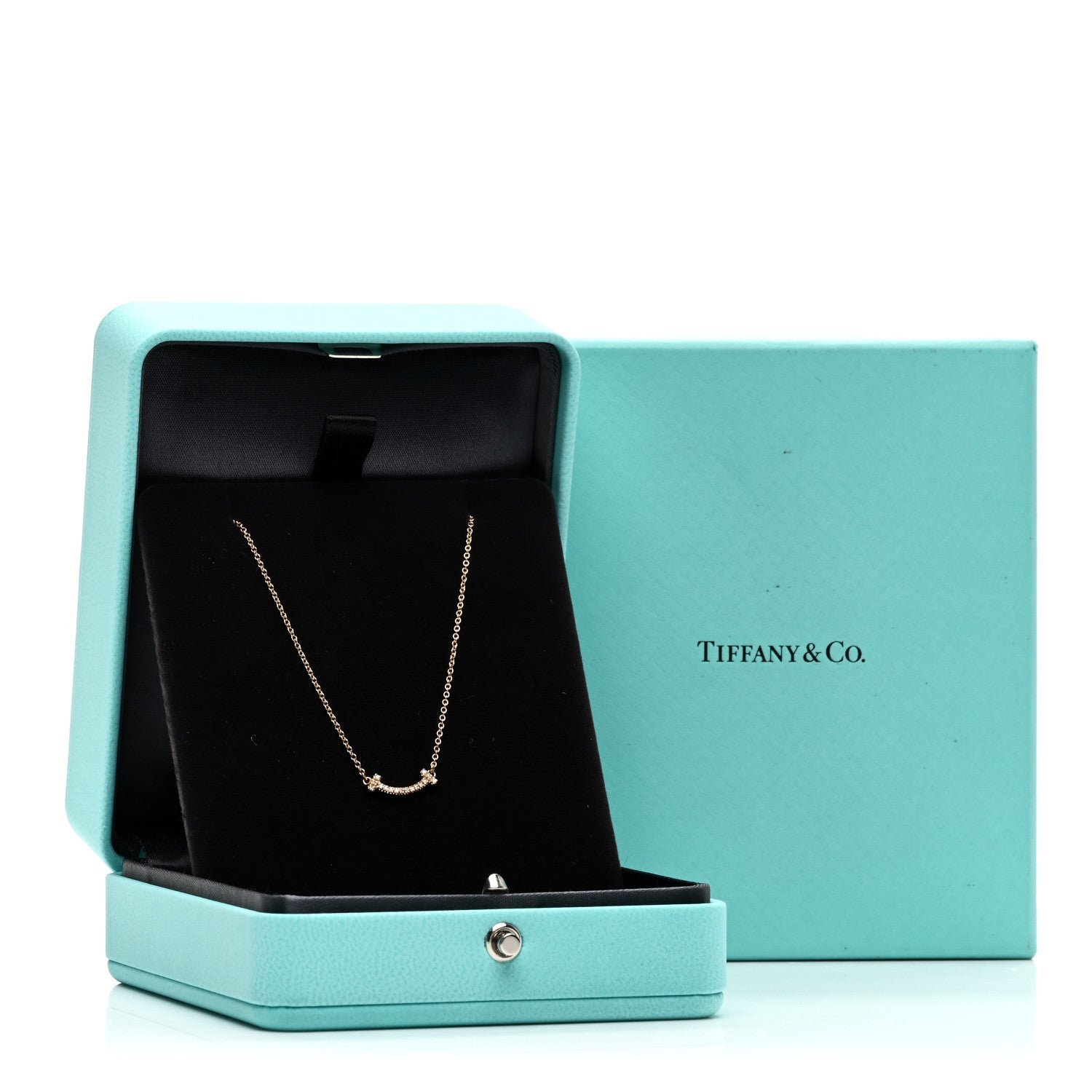 Tiffany 18K Yellow Gold Diamond Mini T Smile Pendant Necklace 5 of 5