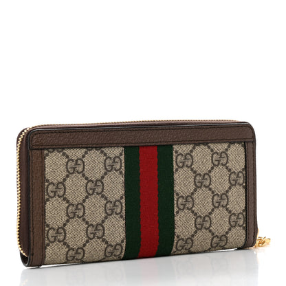 Gucci GG Supreme Monogram Web Ophidia Zip Around Wallet Brown 3 of 8