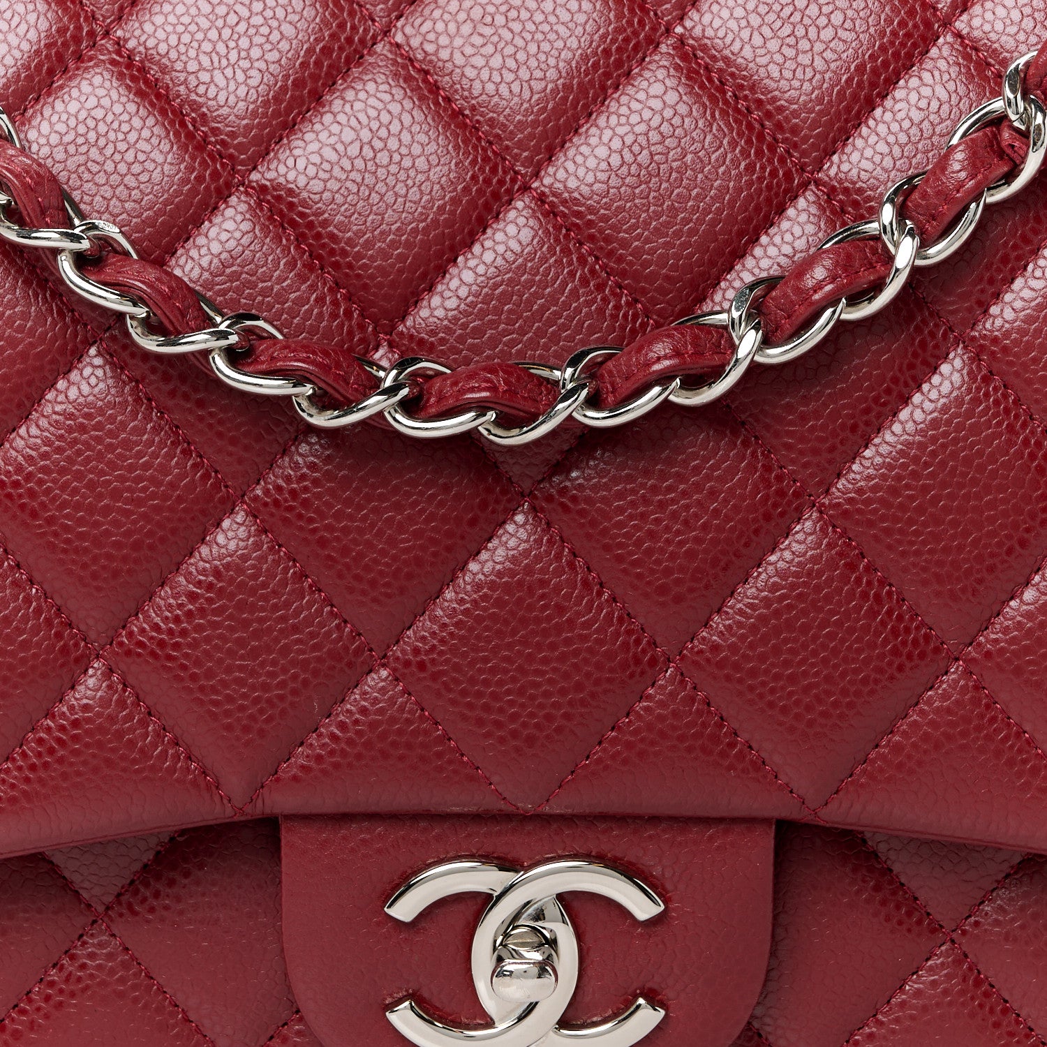 Chanel Caviar Quilted Maxi Double Flap Dark Red 9 of 12