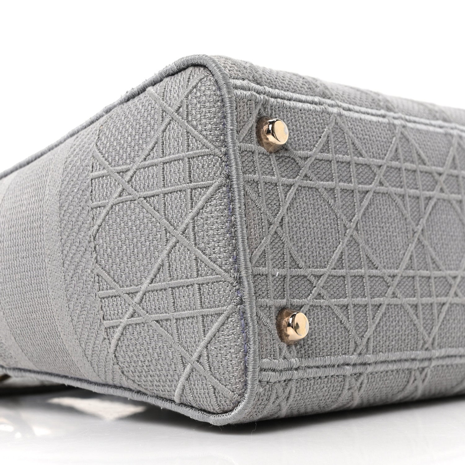Christian Dior Canvas Embroidered Cannage Medium Lady D-Lite Gray 9 of 10