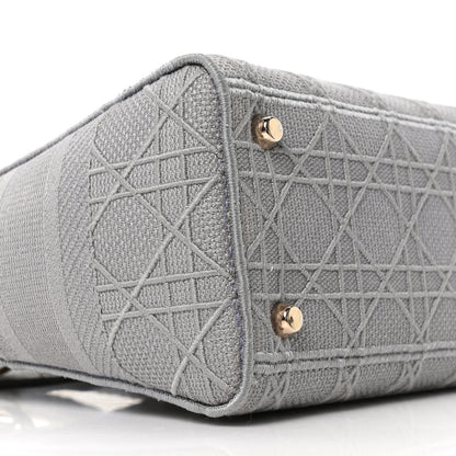 Christian Dior Canvas Embroidered Cannage Medium Lady D-Lite Gray 9 of 10