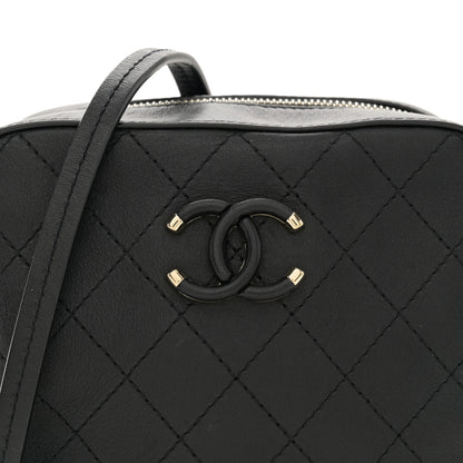 Chanel Calfskin Stitched Covered CC Camera Case Bag Black 8 of 12
