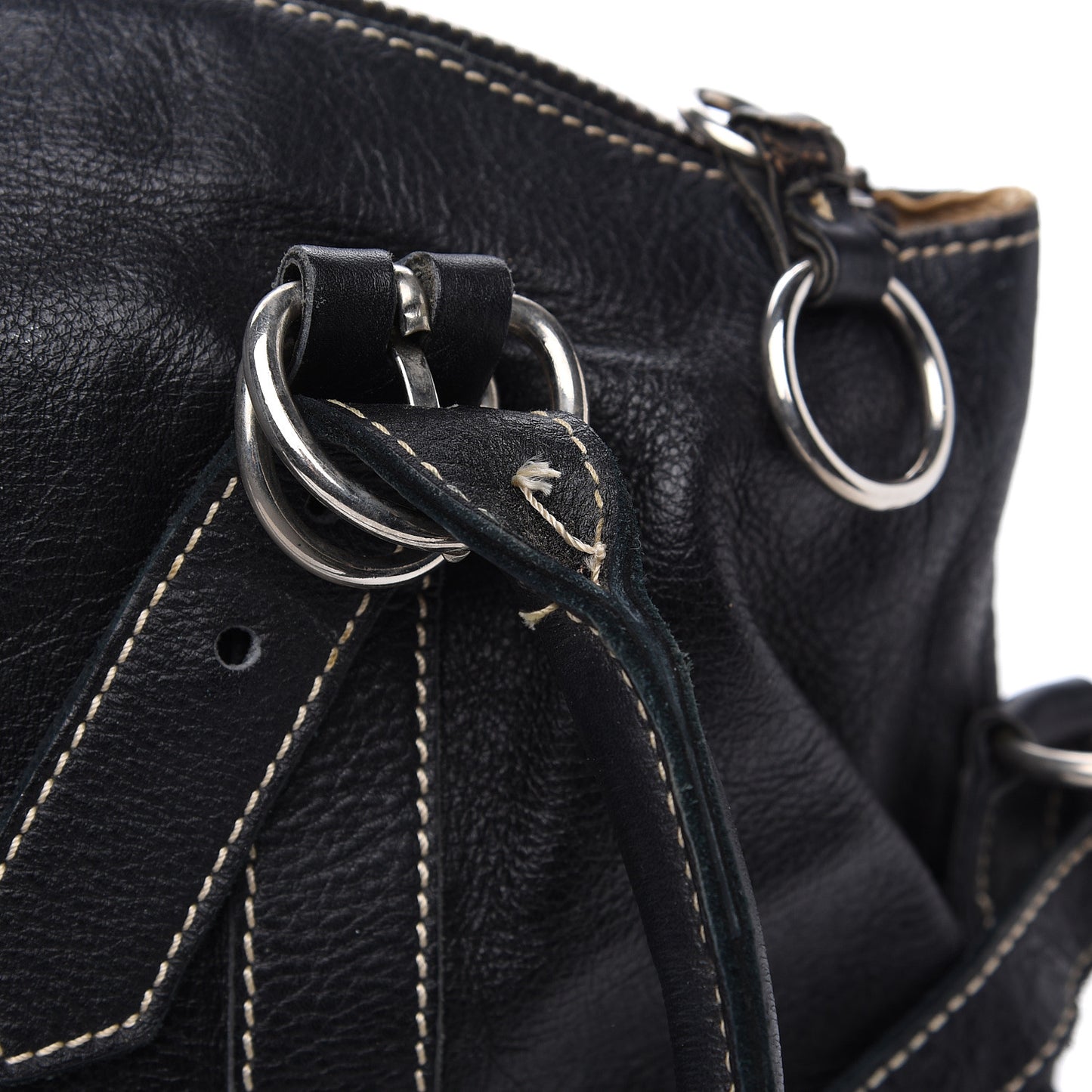 Calfskin Wrapping Satchel Bag Black